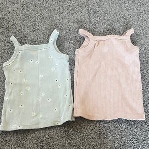Set of 2 organic cotton Little Co Camisoles in Light Pink and Blue